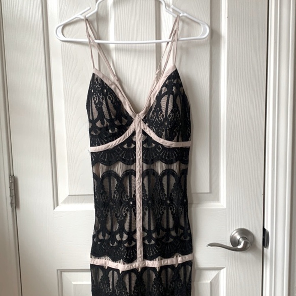 Alpha & omega gothic black lace spaghetti strap sexy dress Large